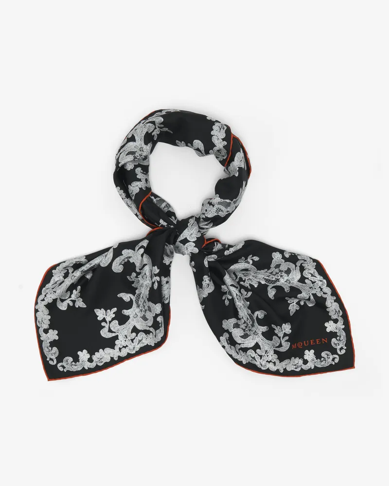 Alexander McQueen Foulard aus Spitze mit Brustkorb-Print - Item 8511603001Q1074 Schwarz