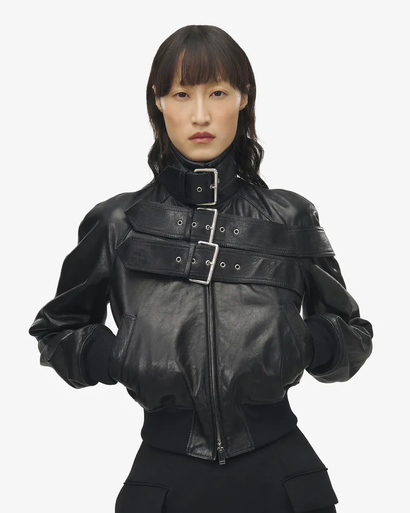 Alexander McQueen Lederjacke mit Gürteldetail - Item 848211Q5AP41000 Schwarz
