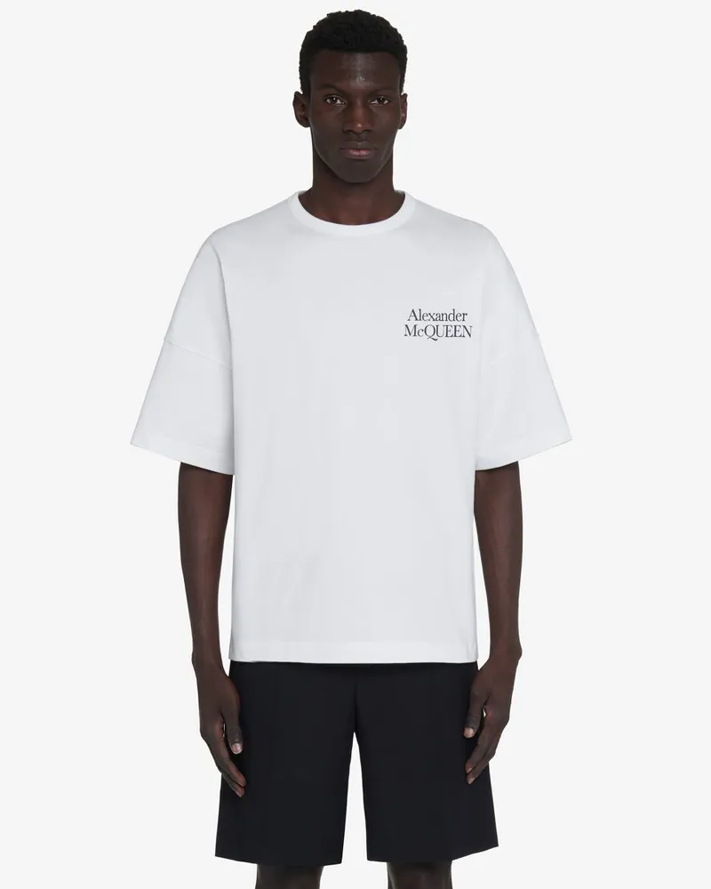 Alexander McQueen T-Shirt mit großem Logo Weiss