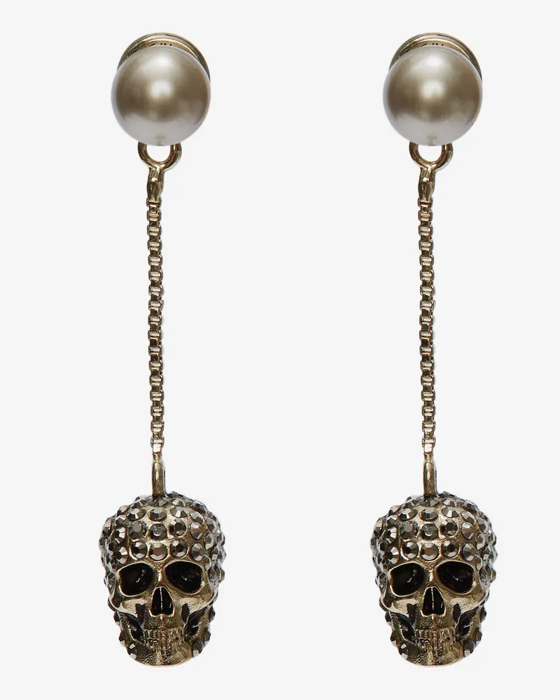 Alexander McQueen Kettenohrstecker mit Skull und Strass - Item 582698J160K2080 Gold