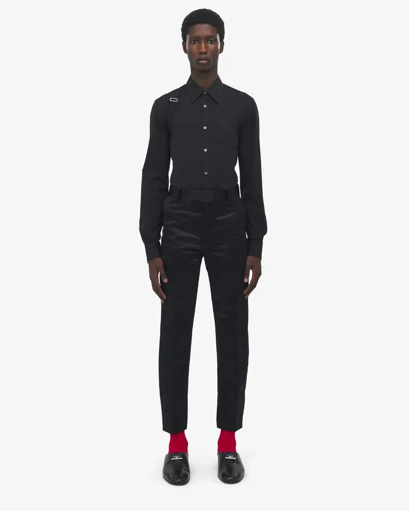 Alexander McQueen Zigarettenhose aus gehämmertem Satin - Item 821195QRACB1000 Schwarz