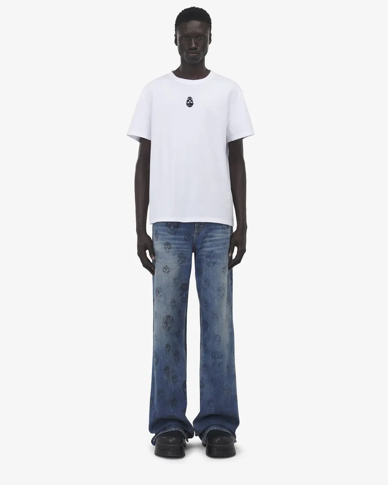 Alexander McQueen Baggy-Jeans mit Totenkopf Ausgewaschenes