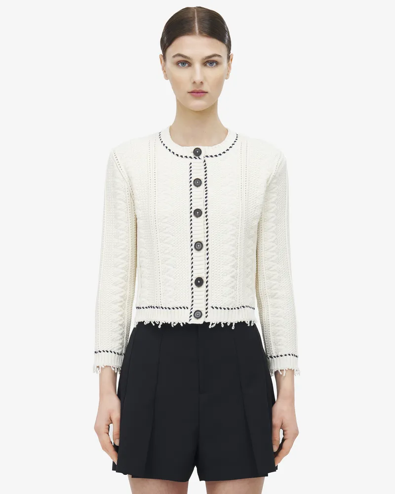 Alexander McQueen Strukturierte Strickjacke - Item 839774Q1BEI9284 Elfenbeinfarben