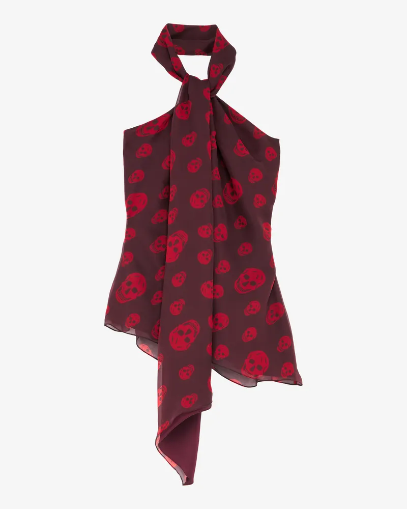 Alexander McQueen Neckholder-Top mit Skull Print - Item 861402QCAMR5148 Dunkelrot
