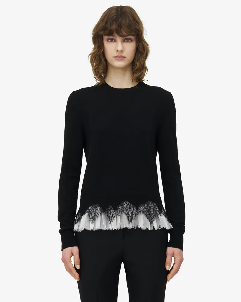Alexander McQueen Pullover aus Spinnennetz-Spitze - Item 829288Q1BC81080 Schwarz