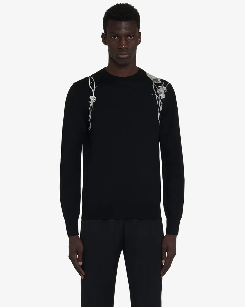 Alexander McQueen Pullover mit Pressed Flower-Gurt Schwarz