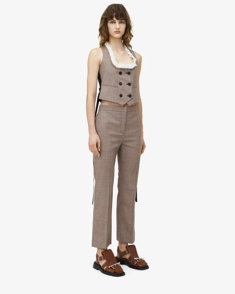 Alexander McQueen Kickback Hose mit Heitage-Karo - Item 830047QJAE69196 Elfenbein