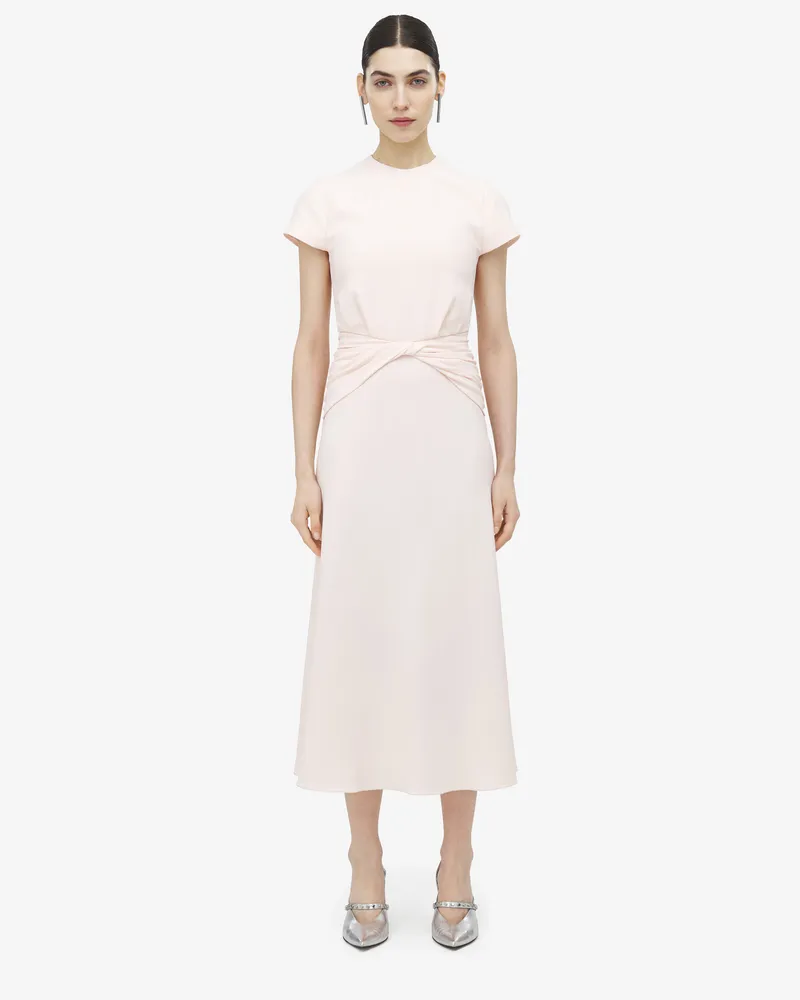 Alexander McQueen Midikleid mit Knotentaille - Item 839760QEAAA5119 Weiß