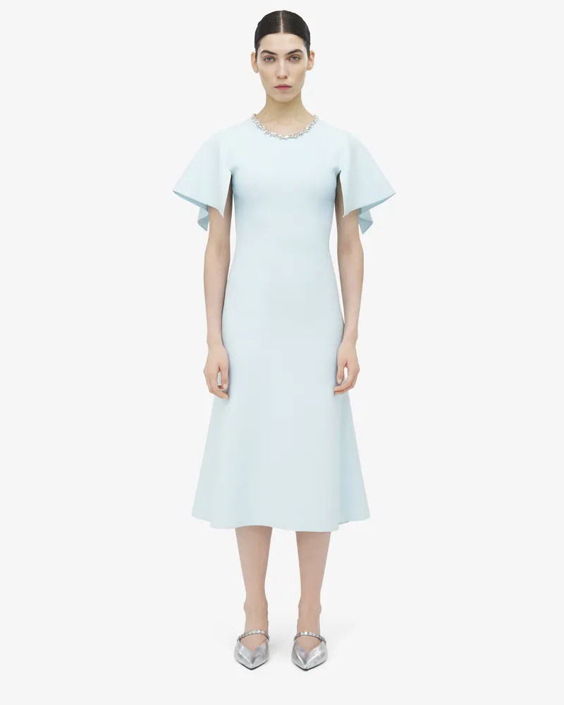 Alexander McQueen Crystal Stencil-Midikleid - Item 839820Q1BEN4333 Hemd-blau