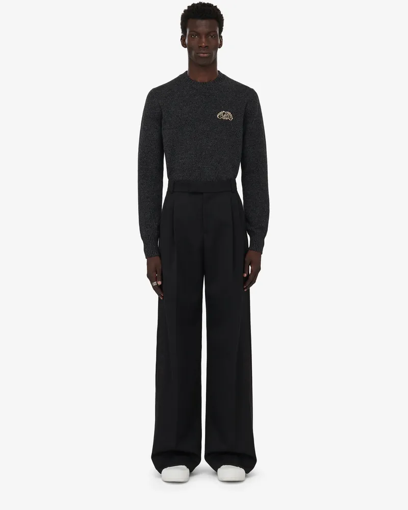 Alexander McQueen Weite Hose mit Falten Schwarz