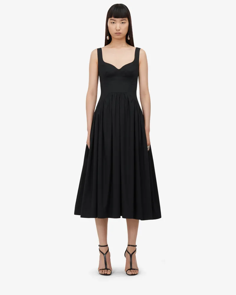 Alexander McQueen Midikleid mit Sweetheart-Ausschnitt - Item 787746QAABC1000 Schwarz