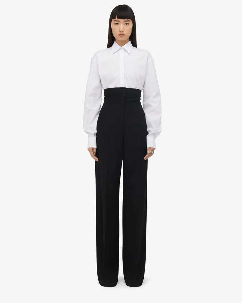 Alexander McQueen Hose mit hohem Bund und Korsettdetails Schwarz