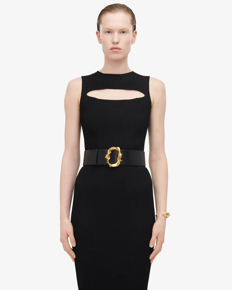 Alexander McQueen Geschlitztes Strick-Midikleid Schwarz