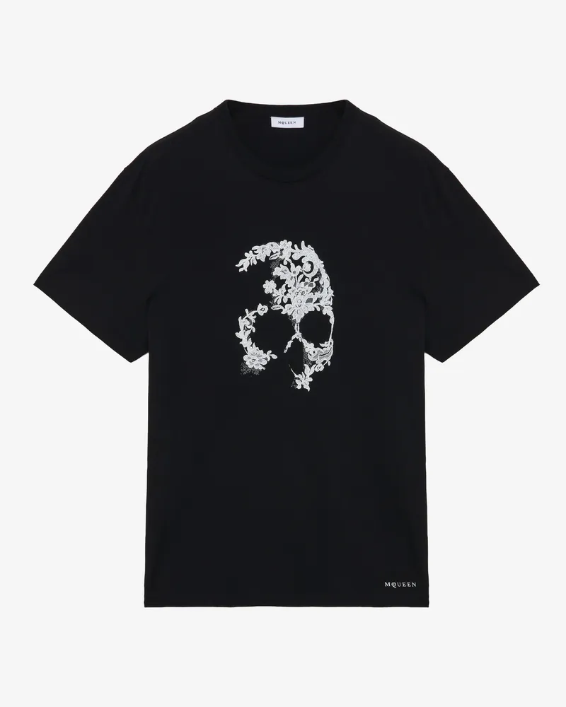 Alexander McQueen Spitzen-T-Shirt mit Skull - Item 857145QTAEG0520 Schwarz