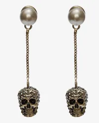 Alexander McQueen Kettenohrstecker mit Skull und Strass Gold