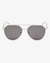 Alexander McQueen Piloten-Sonnenbrille mit Metallplakette Silber