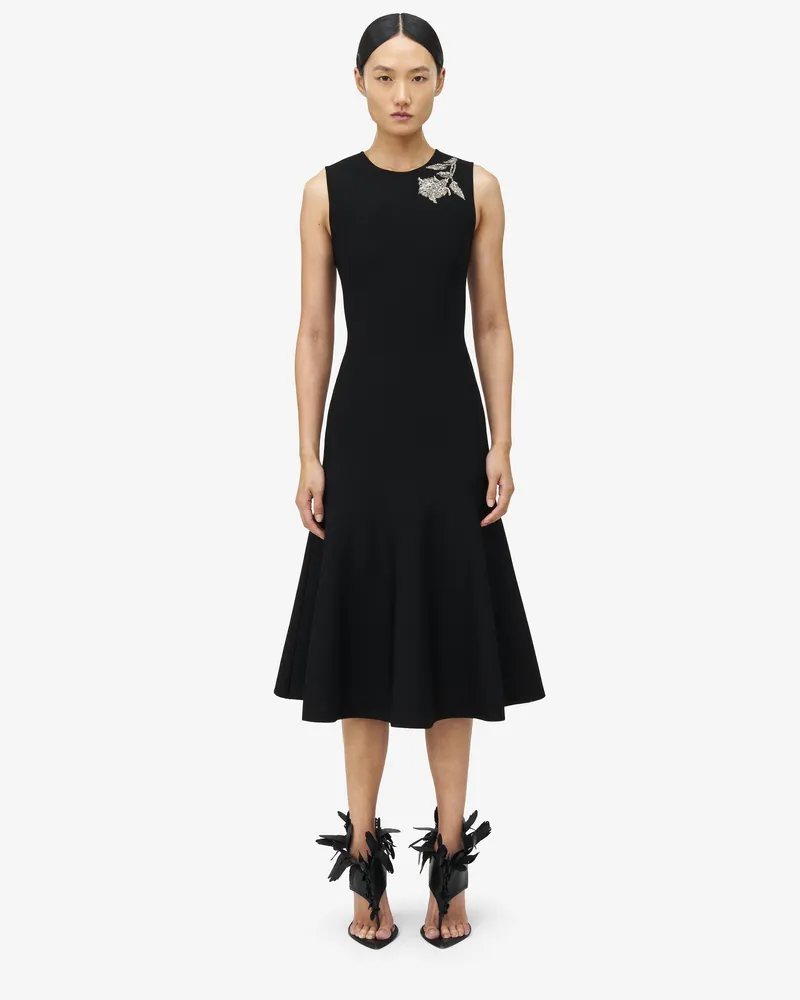 Alexander McQueen Strickkleid mit Banshee-Stickerei - Item 829732Q1BDP1011 Schwarz