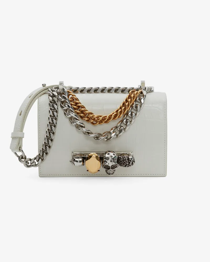 Alexander McQueen Mini-Edelsteintäschchen mit Kettendetail - Item 7327931HB029210 Elfenbeinfarben