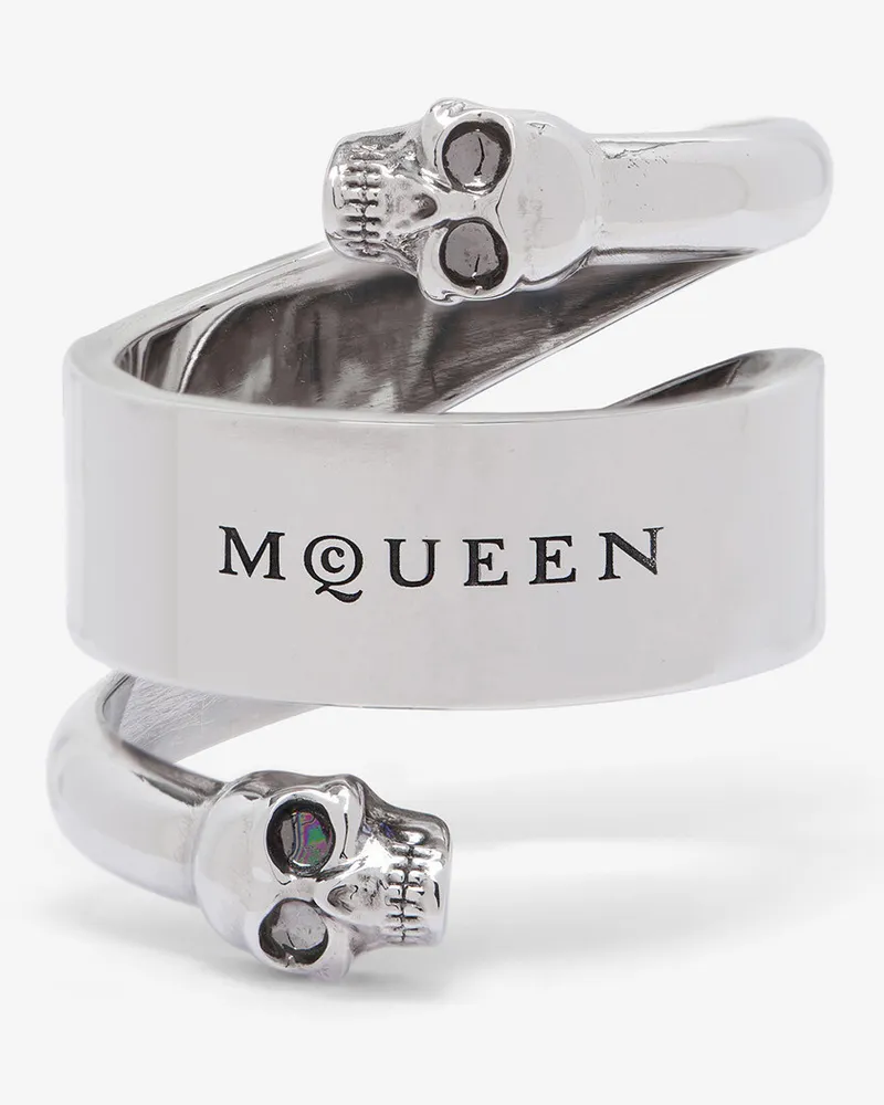 Alexander McQueen Twin Skull Ring - Item 823324J161N0446 Antiksilber