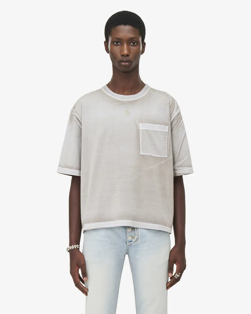Alexander McQueen Überfärbtes, verkürztes T-Shirt - Item 822888QTAC60585 Stone
