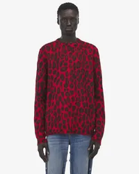 Alexander McQueen Pullover mit Jacquard-Leopardenmuster Rot