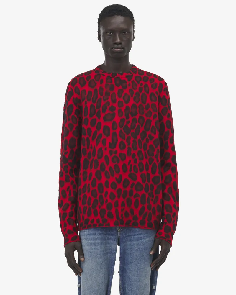 Alexander McQueen Pullover mit Jacquard-Leopardenmuster Rot