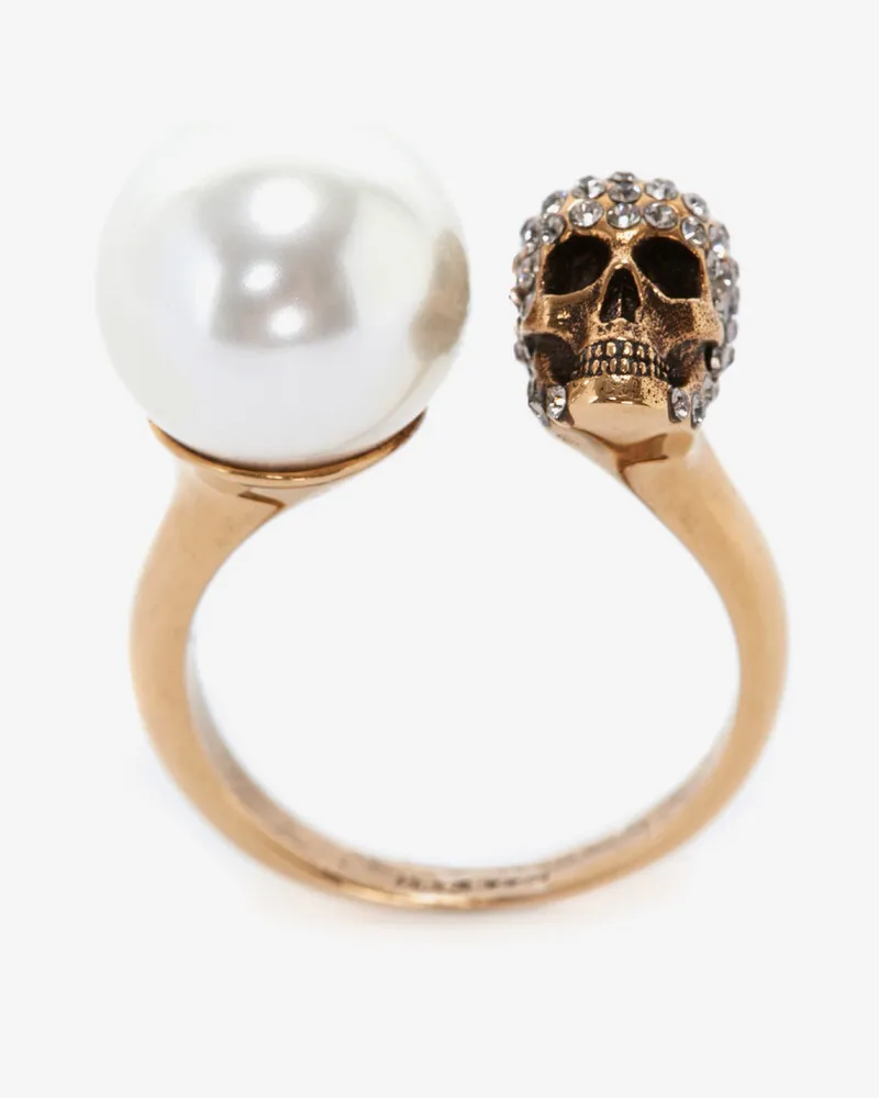 Alexander McQueen Perlenähnlicher Skull-Ring - Item 855398J160Z4040 Antikgold