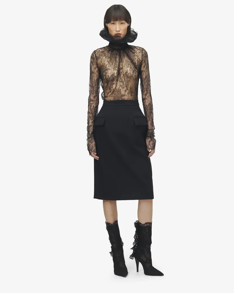 Alexander McQueen Bleistiftrock aus Wollgabardine - Item 848846QJAFK1000 Schwarz