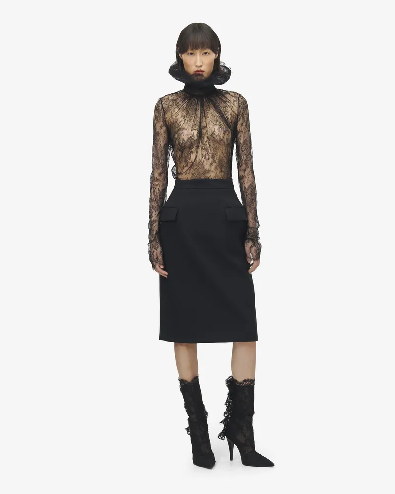 Alexander McQueen Bleistiftrock aus Wollgabardine - Item 848846QJAFK1000 Schwarz