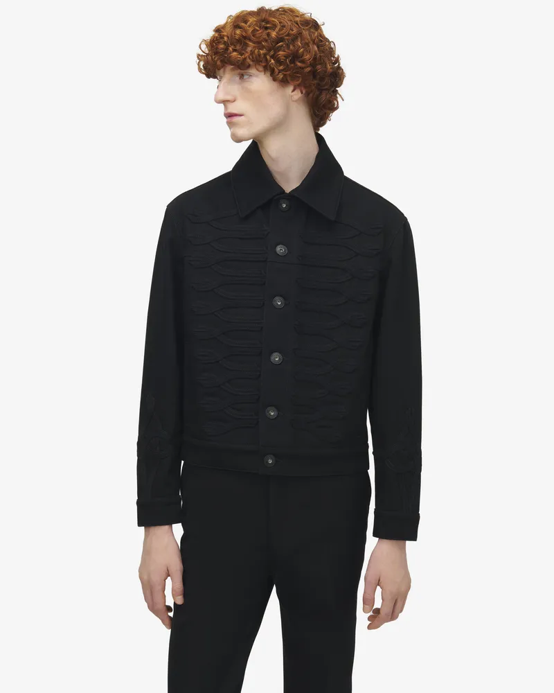 Alexander McQueen Frogging-Detail Jacke aus Denim - Item 843446QYAAC1000 Schwarz