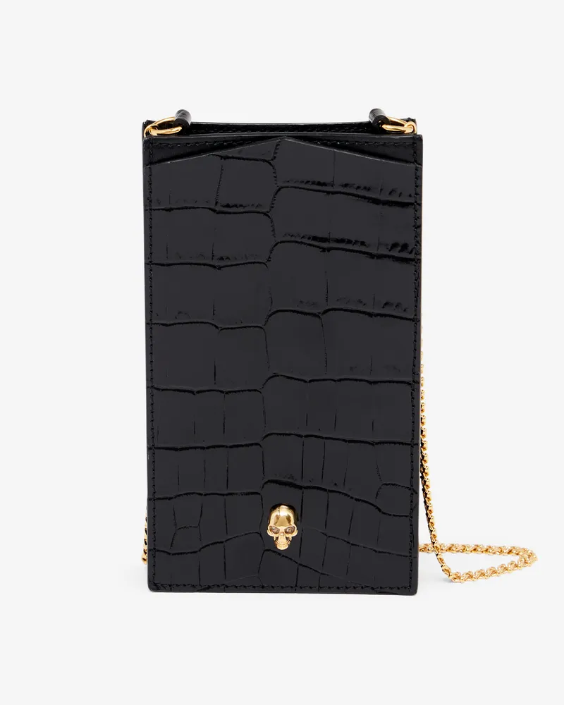Alexander McQueen Handyhülle mit Skulll und Kette - Item 6320351JMFG1050 Noir