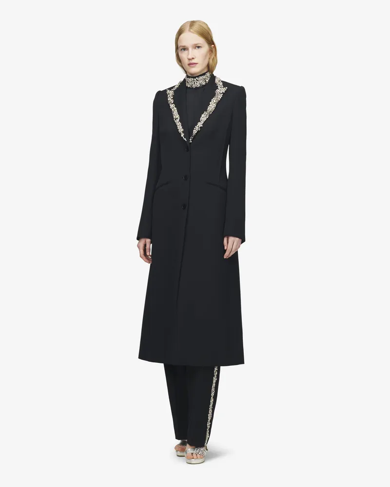Alexander McQueen Mantel mit Kettenhemd-Stickerei - Item 852257QJAAC1000 Schwarz