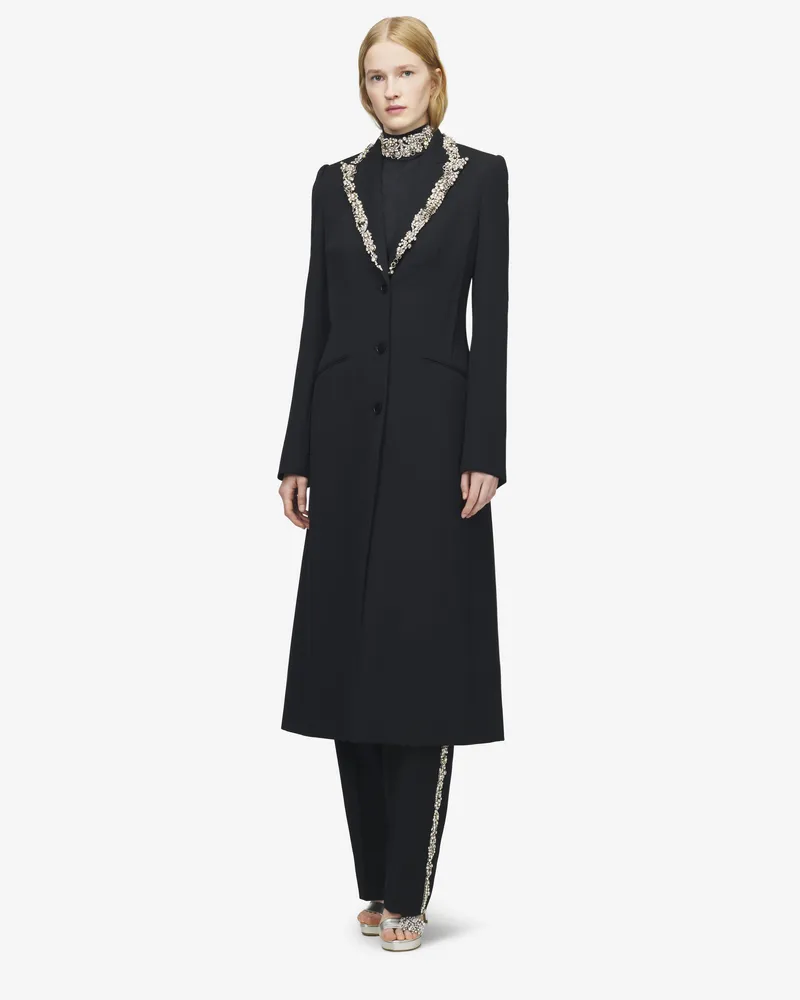 Alexander McQueen Mantel mit Kettenhemd-Stickerei - Item 852257QJAAC1000 Schwarz
