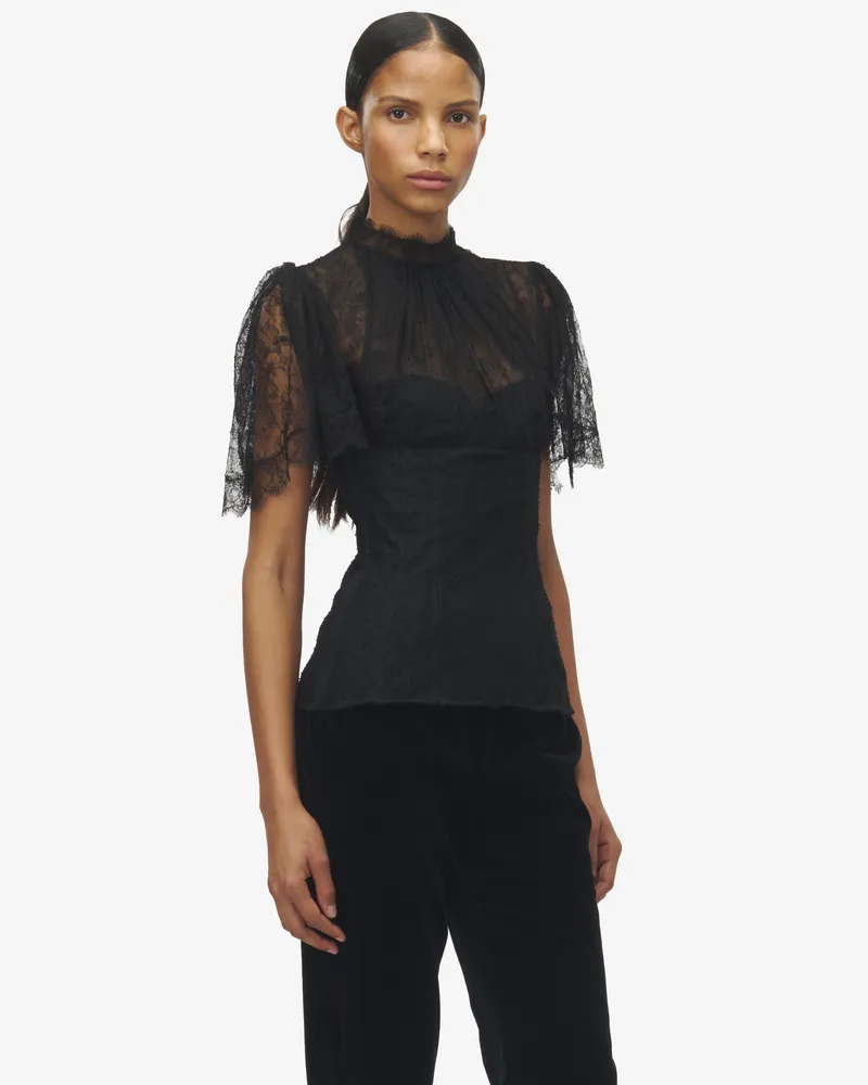 Alexander McQueen Florales Spitzen-Top - Item 843642QZAPW1000 Schwarz