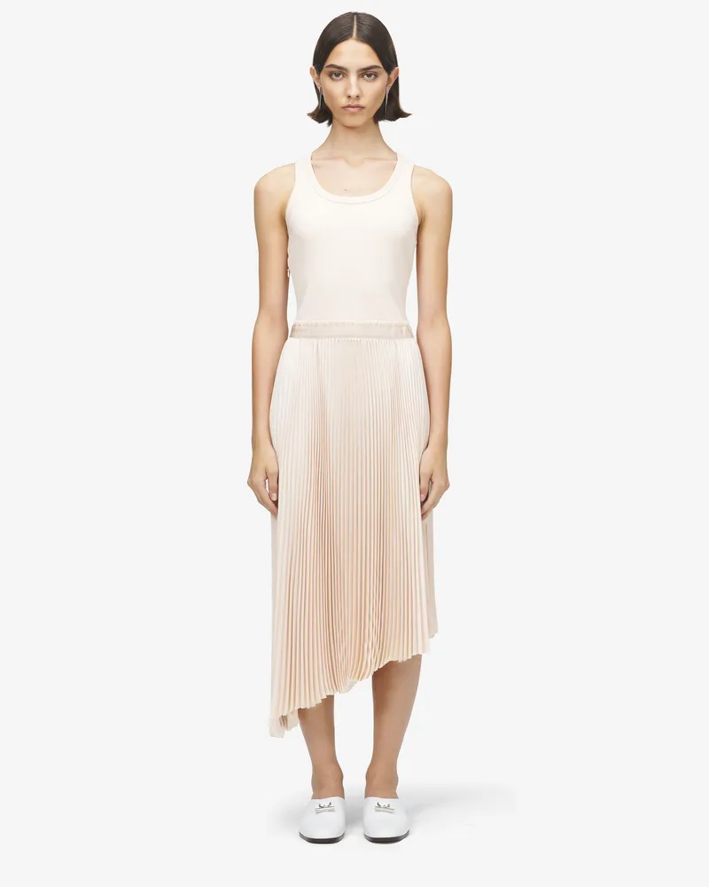 Alexander McQueen Asymmetrisches Midikleid aus Baumwollripp - Item 839725QLAER9900 Puder