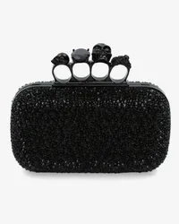 Alexander McQueen Knuckle-Clutch mit vier Ringen und Kette Schwarz