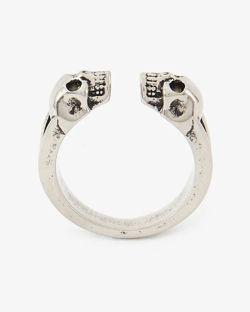 Alexander McQueen Ring mit Twin Skull - Item 554576J160Y0446 Antiksilber
