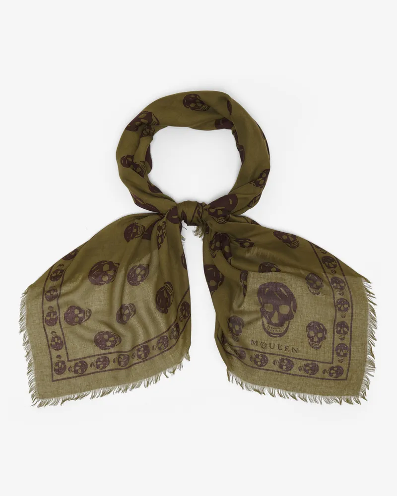 Alexander McQueen Klassischer Skull Schal - Item 8078894943Q3373 Grün