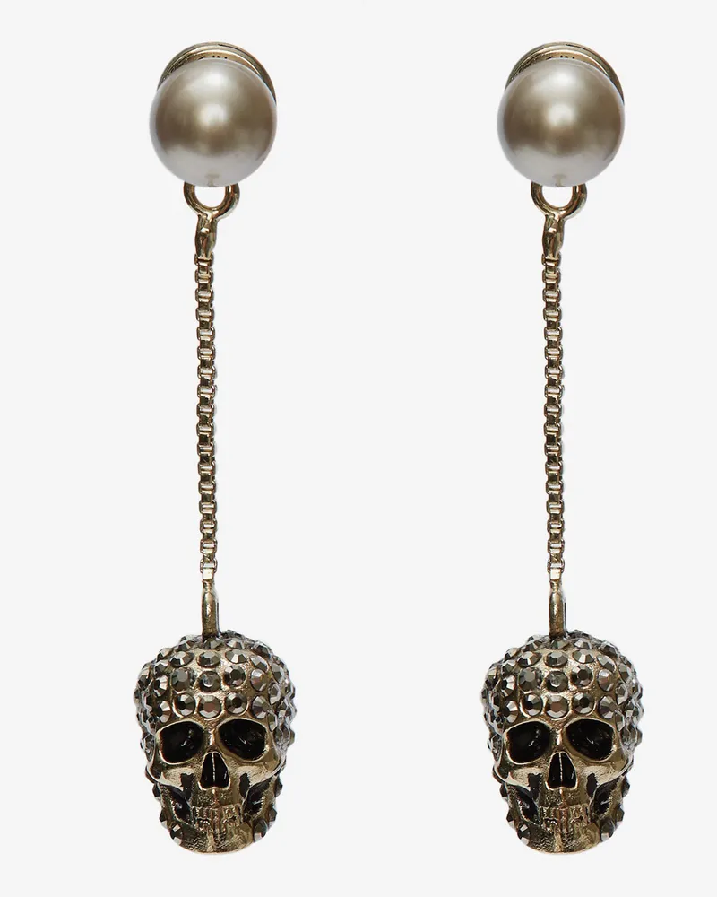 Alexander McQueen Kettenohrstecker mit Skull und Strass - Item 855412J160K2080 Gold