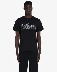 Alexander McQueen McQueen Graffiti-T-Shirt Schwarz