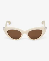 Alexander McQueen Cateye-Sonnenbrille mit Punk-Nieten Elfenbeinfarben