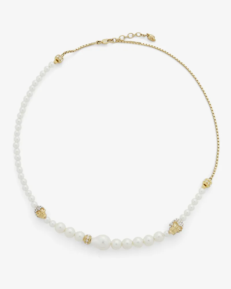 Alexander McQueen Skull and Pearl Necklace - Item 836484J161P1953 Blassgold