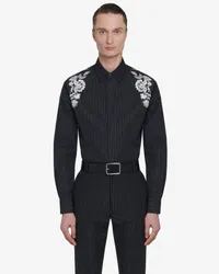 Alexander McQueen Hemd mit Stickereien und Gurtdetails Schwarz