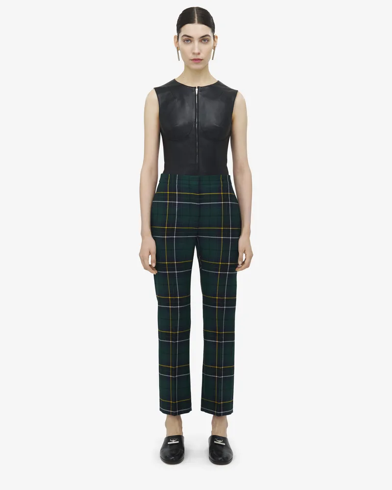 Alexander McQueen Zigarettenhose aus Wolltartan - Item 842107QJAFI4348 Marineblau