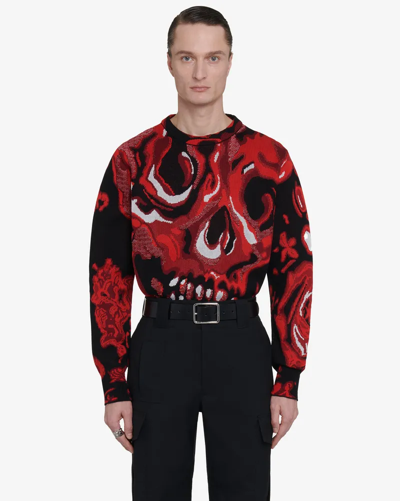 Alexander McQueen Pullover mit Wax Flower Skull Schwarz