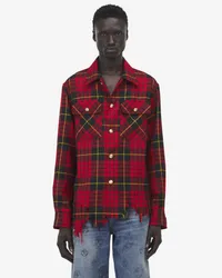 Alexander McQueen Überhemd aus Distressed-Tartan Rot