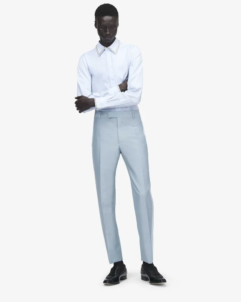 Alexander McQueen Smoking-Hose aus Wollmohair - Item 851315QUAAE4602 Hellblau
