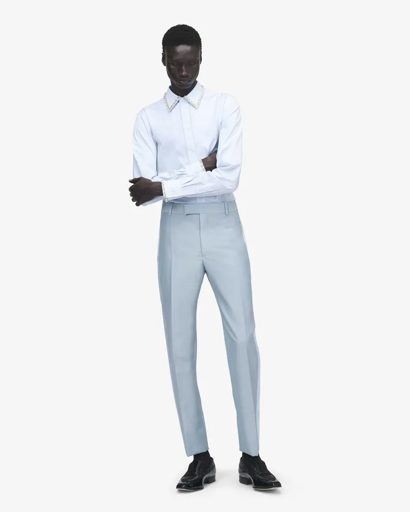 Alexander McQueen Smoking-Hose aus Wollmohair - Item 851315QUAAE4602 Hellblau