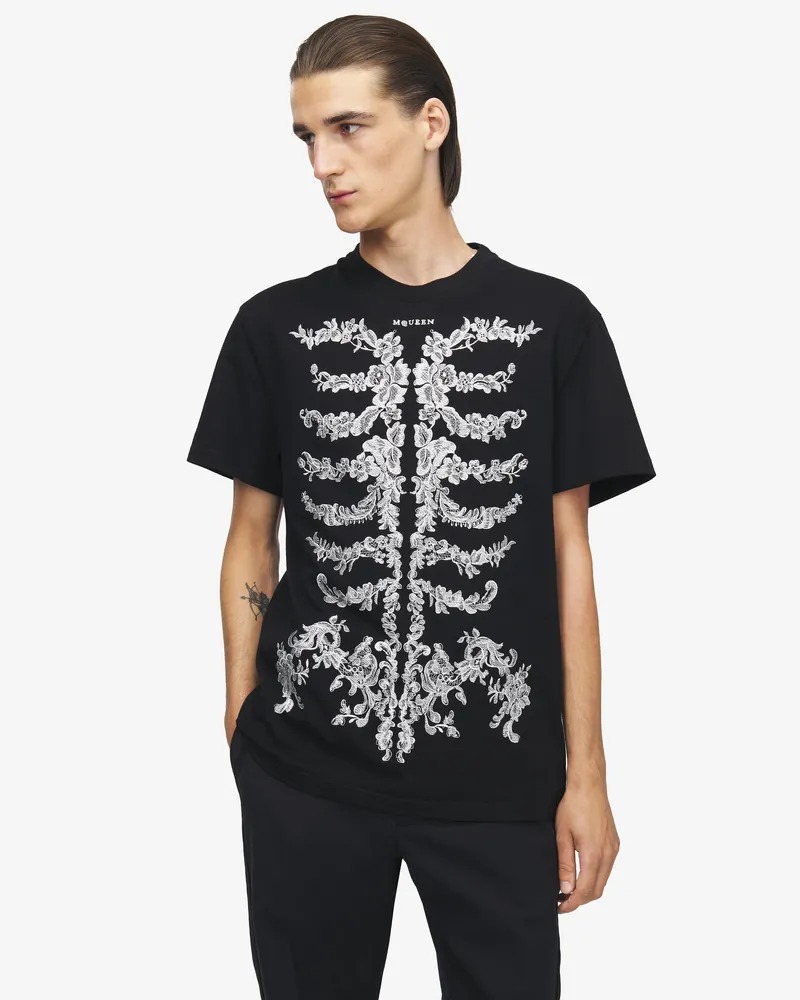 Alexander McQueen T-Shirt mit Rippenstickerei - Item 851366QXACI1000 Schwarz