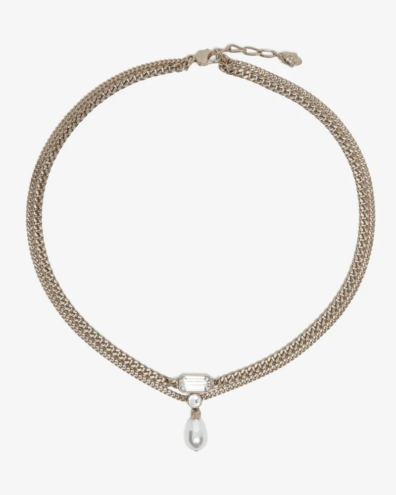 Alexander McQueen Skull & Kristall-Halskette - Item 855296J161P1053 Blassgold